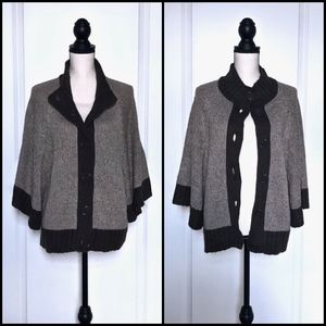 BY DESIGN Brown Botton Down Poncho/Sweater